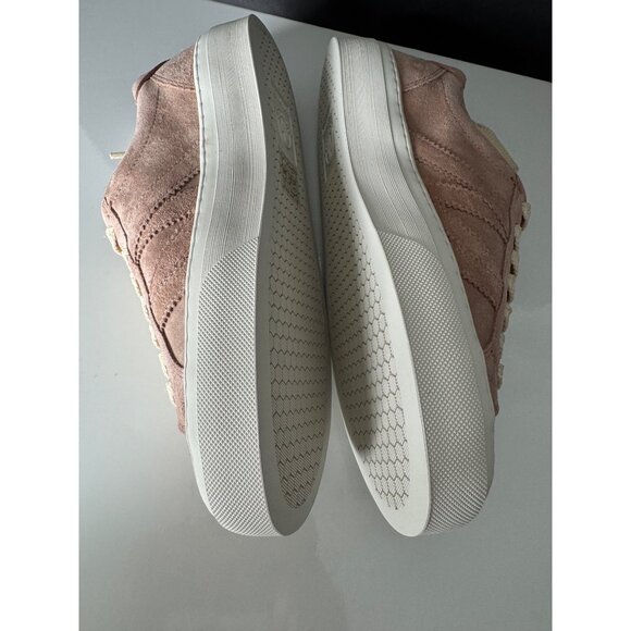 Moncler Monaco 2 Low Top Suede Sneakers 36 US 6 Light Pink Round Toe Lace Up - Picture 6 of 11